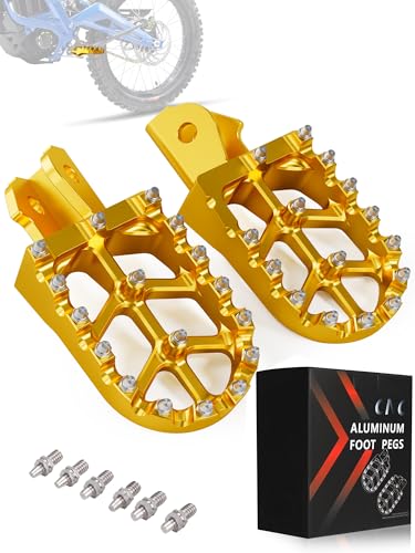 JFG RACING Dirt Bike Foot Pegs,Dirtbike Foot Pegs Foot Pedals Rests CNC for Light Bee/SurRon/Sur Ron S/Sur Ron X/X160/X260/CRF150F CRF230F 2003-2019/KDX200 1983-1994 - Gold