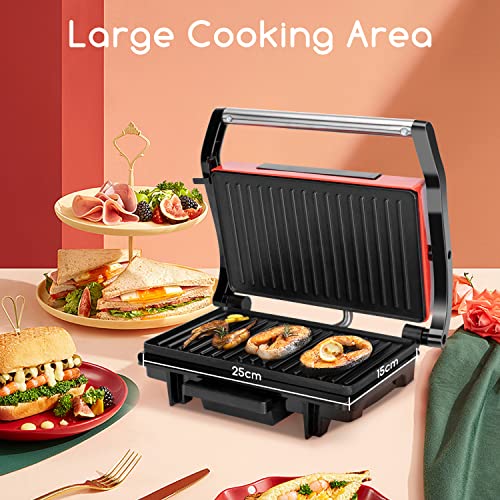 Great-Jacob-Gloria-Maquina-para-panini-Grill-Parrilla-Sandwichera-Potencia-1500W-Placas-con-Revestimiento-Antiadherente-Asa-de-toque-frio-Almacenamiento-vertical-Libre-de-BPA-Rojo-y-negro