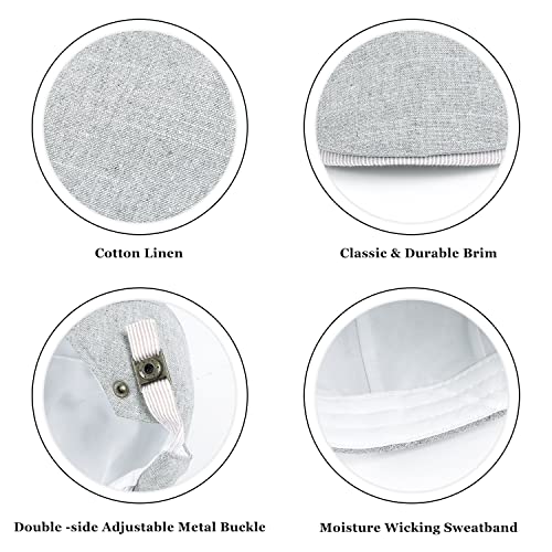 Docila Solid Cotton Linen Newsboy Gatsby Ivy Cap For Men Soft Light Summer Flat Golf Cap Outdoor Hunting Cabbie Hats (Lightgray) #TOP3