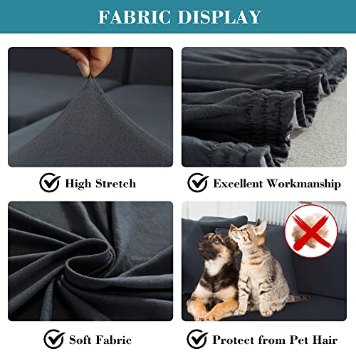Jin Le Couch Cover L Shape Sectional Sofa Cover Sofa Slipcover Furniture Protector Couch Slipcover For L-Shape Sofa Soft Stretch Slipcovers With 2Pcs Pillowcases (3 Seater And 3 Seater, Dark Grey) #TOP3