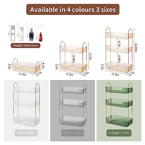 Image of Akinbas 3 Tier Bathroom Organizer Countertop Makeup Perfume Tray Skincare Organizer for Bathroom Dresser Vanity (Gold)