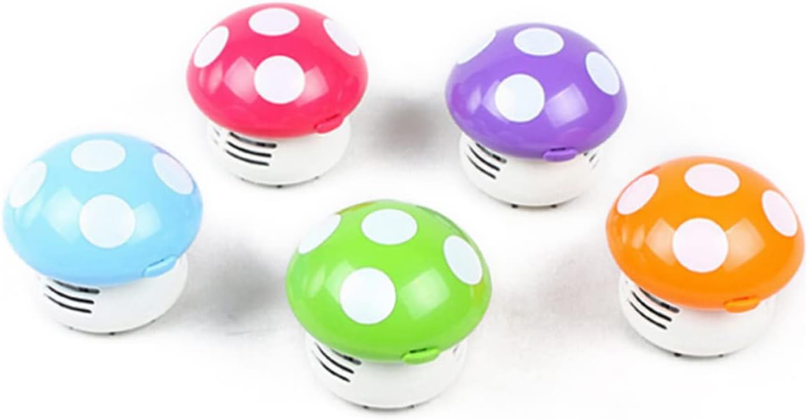 Mini Mushroom Desktop Vacuum Compact Desk Dust Remover Portable Handheld Vacuum for Home Office Easy Clean Electronics Keyboards and Surfaces