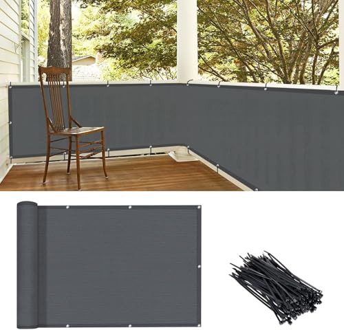 LOVE STORY 3'x6' Butter Cream Balcony Screen Privacy Fence Cover UV Protection (HDPE) Weather-Resistant 3 FT Height Shield for Deck, Patio, Backyard, Outdoor Pool, Porch, Railing by LOVE STORY - Used condition - US$16.49