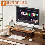 Bluetooth Computer Speakers - Wooden Sound Bar with Bluetooth 5.3 & USB Connectivity | Universal Compatibility for PC, Desktop, Laptop, Monitor, Tablet & Smartphone