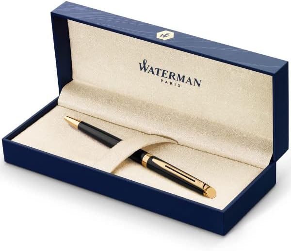 Waterman Hémisphère Ballpoint Pen, Black with Gold Trim, Medium Point, Blue Ink, Gift Box