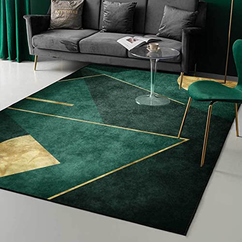 makeups1 Tapis Style Moderne Tapis Design Rayures Émeraude Vert Foncé Simple Or Géométrique Couloir Chambre Cuisine Salle de Bain Tapis Doux 140 x 200 cm Cover