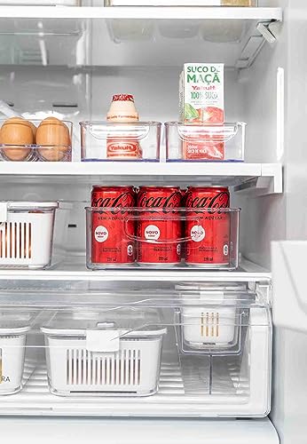 Kit 2 Pote Slim Hermético Com Cesto Escorredor Ar 1360 ml