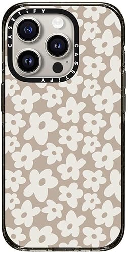 CASETiFY Impact Funda para iPhone 15 Pro 4 veces probada contra caídas de grado militar, protección contra caídas de 8.2 pies  Flor natural  Negro