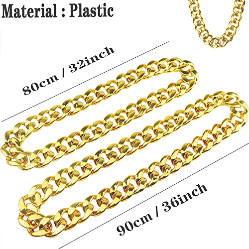 2Pack Big Chunky Plastic Hip Hop Chain for Men, Fake Gold Silver Turnover Chain 90s Necklace Costume Accessory4