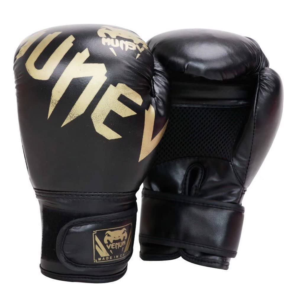 Boxing Gloves (6 oz / 8 oz / 10 oz / 12 oz), PU Punching Gloves, Breathable, Kickboxing, Training, Composite, Martial Arts, Sandbag, Karate Mitts, Stress Relief, Lack of Exercise, Kids, Unisex Black 6oZ