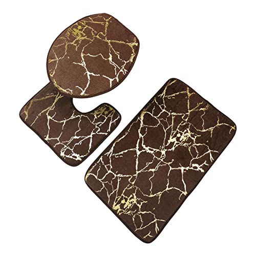 Bodhi2000 3 Stück/Set rutschfeste Toilettenvorleger, schnell trocknend, Polyester-Marmor, WC-Deckelbezug… – Bild 6