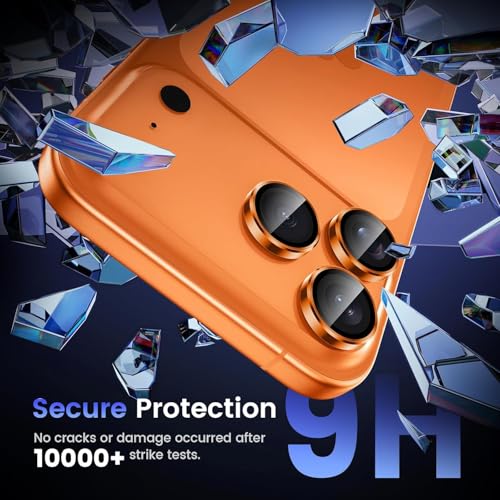 Image of CLITZ Camera Lens Protector for iPhone 17 Pro Max / 17 Pro, Aluminum Alloy Metal Ring with 9H Tempered Glass Camera Cover, Scratch Resistant Lens Protector, Case Friendly, Orange