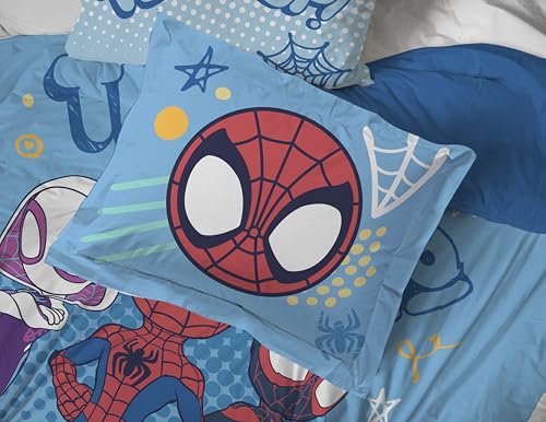 Image of Jay Franco Marvel Spidey and His Amazing Friends 7 Pc Full Comforter Set | Super Soft Microfiber Bed in a Bag, Superhero Bedding, Ghost-Spider, Machine Washable, Official Marvel Product, Kids Gift