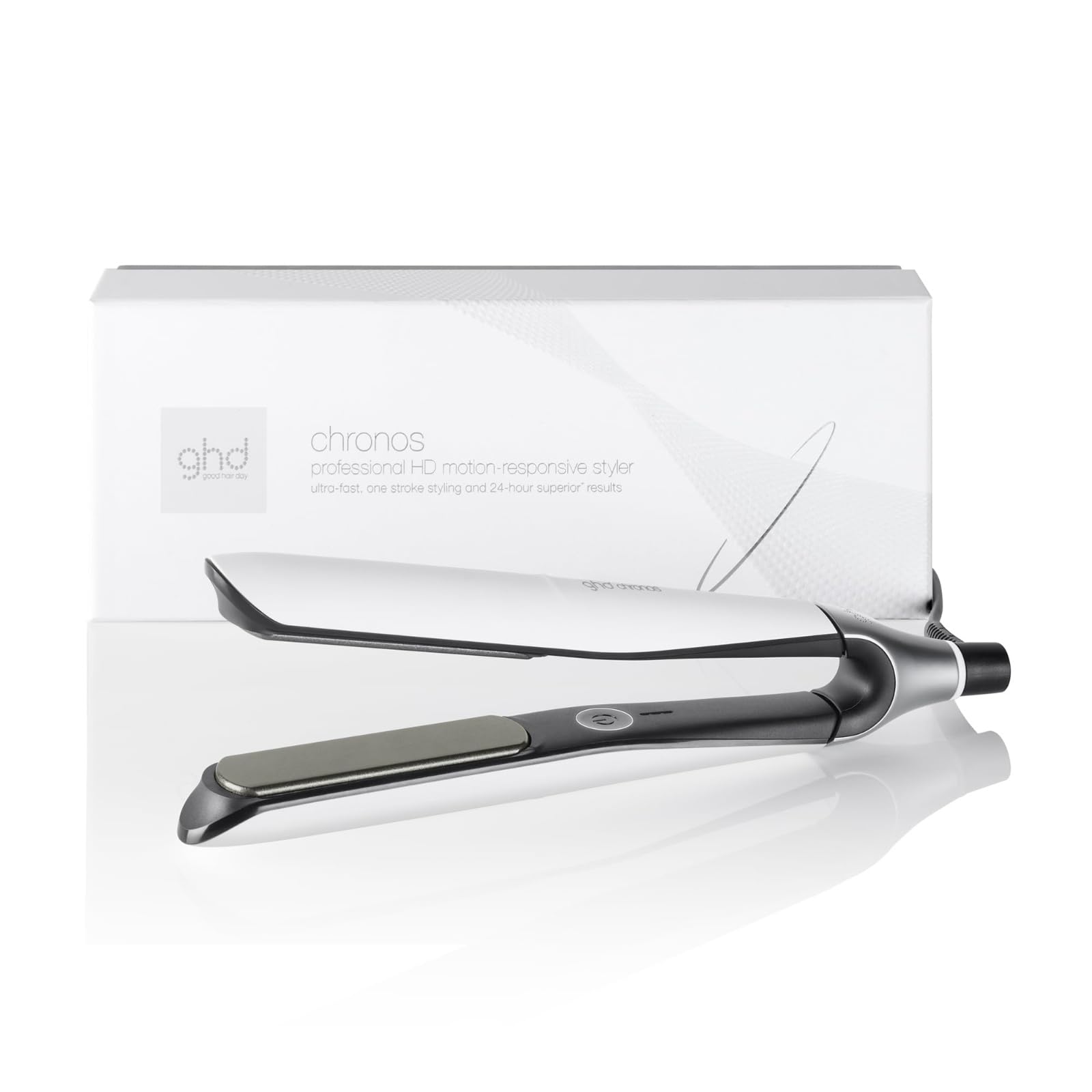 ghd Chronos Piastra & Styler Bianca – La Più Avanzata, Styling 3X Più Veloce, Maggiore Lucentezza – Senza Danni da Calore Estremo – Per Tutti i Tipi di Capelli | 85% più luminosità, Lamelle in Ceramica, Tecnologia HD Motion-Responsive, Styling 3 Volte più