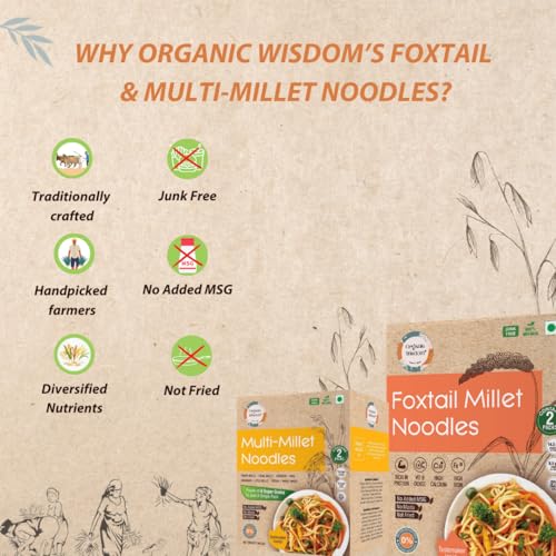 Image of Organic Wisdom-Back to Roots Multi Millet & Foxtail Noodles Combo | 784 g - 4 packs (4 * 192g) | Not Fried | No Maida, no MSG, No Transfat | Protein & Fiber Rich