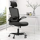 【2021 Newer Model】Office Chair, Ergonomic Desk Chair with Adjustable Lumbar Support & Seat Height, High Back Mesh Computer Chair with Flip-up Armrests-BIFMA Passed Task Executive Chair for Home Office