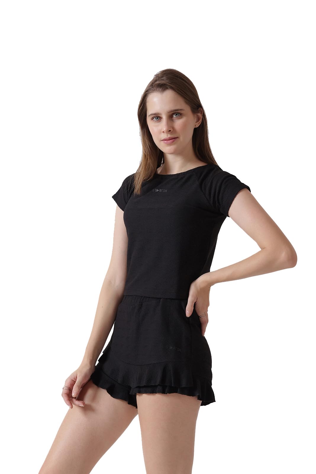 starton apparel Women's - Boat Neck Top and Athletic Gym Shorts Lycra Co-Ord Set for Women, skorts for woman-picture-50