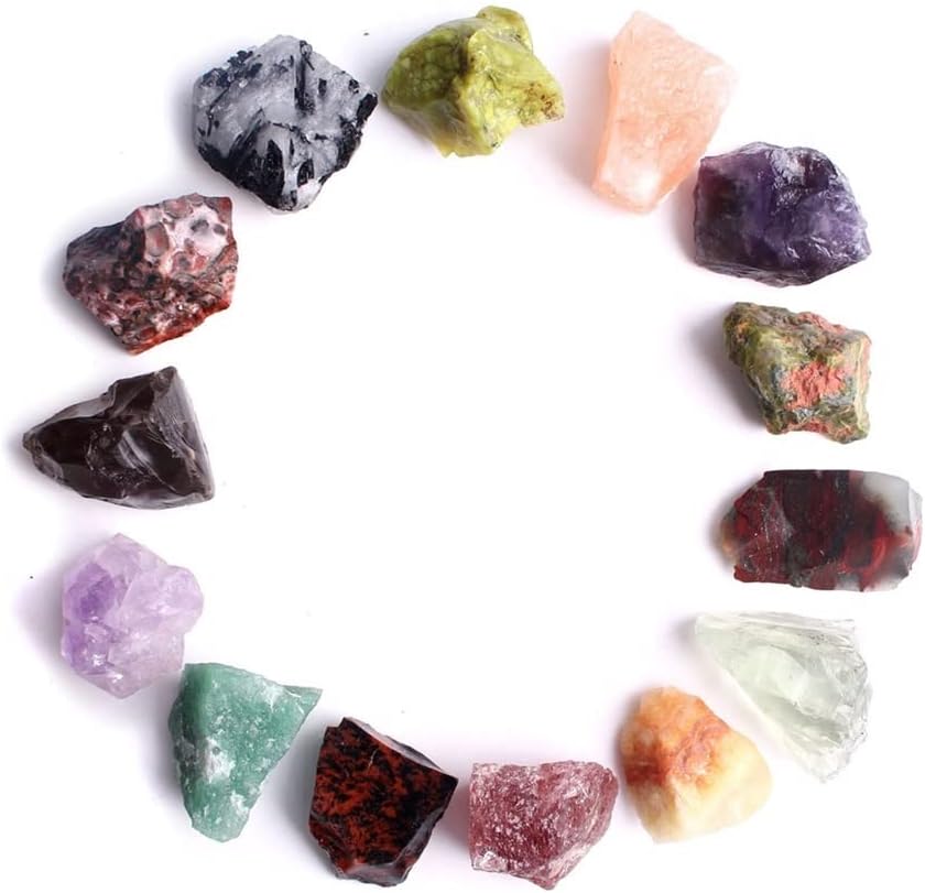 PEKMAR 14 Kinds of Crystal Tumbled Stone Rock Quartz Rough Minerals Specimen Mini Gemstone Reiki Aquarium Decor Gift Beautiful Crystal (Color : 14pcs a Set a)