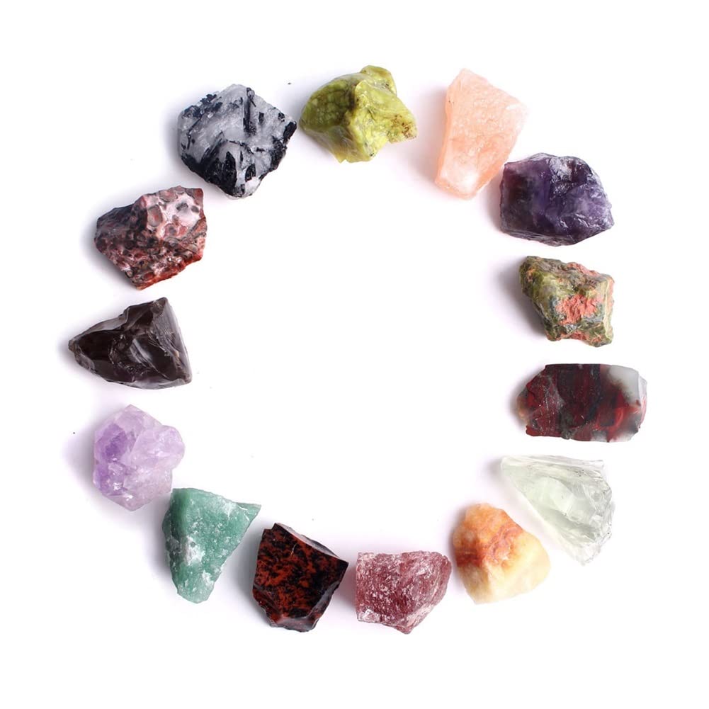 Cristallo naturale grezzo 14 tipi di cristallo burattato Pietra rocciosa Quarzo grezzi Campione Mini pietra preziosa Reiki Decorazione acquario Regalo Bellissima pietra di cristallo naturale DINZHHENG