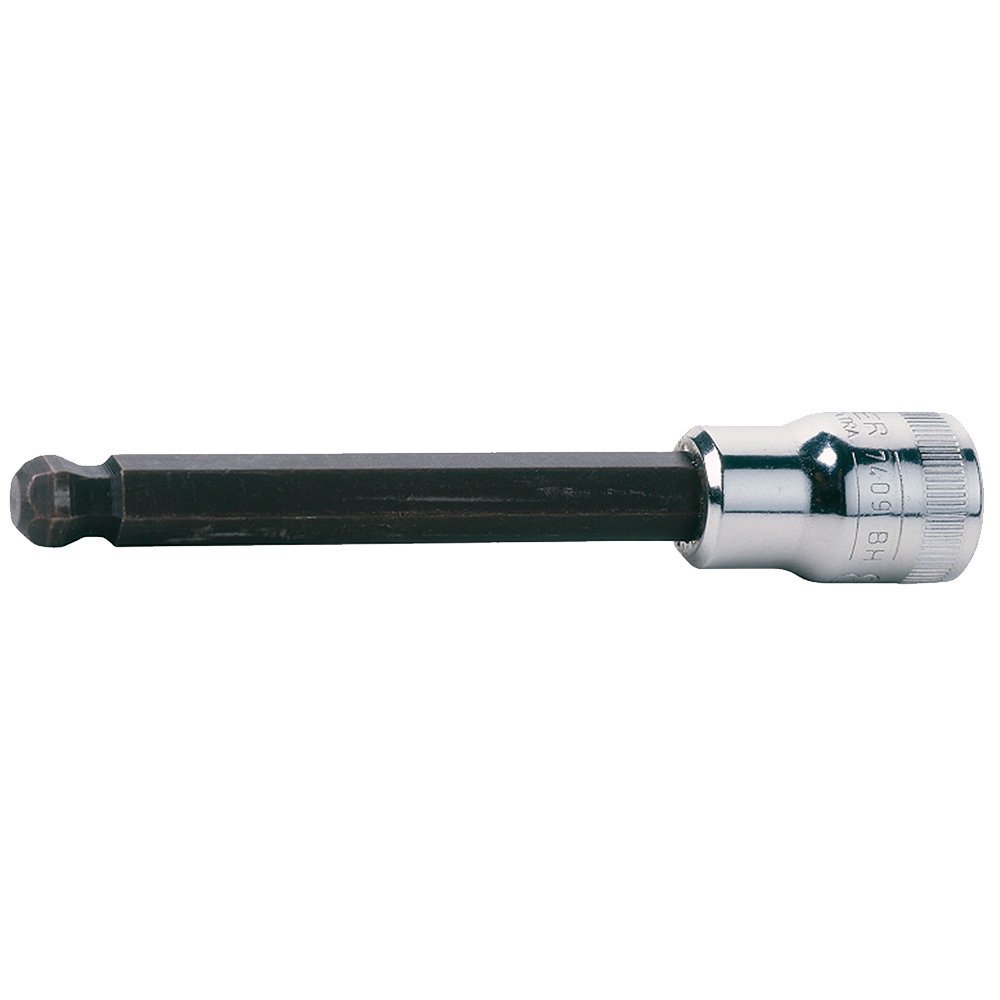 Bahco 7409BH-5 Socket Driver with Ball for 5 mm Hex Head Screws, Black/Silver, 3/8-Inch