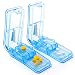 2-Pack Pill Splitter - Pill Cutter with Retracting Blade Guard - for Cutting Small Pills or Large Pills in Half, Easily Cut Pills for Tablet Vitamin and Big Medicine. (Light Blue)