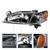 AmeriLite Crystal Headlights Black Amber with Corner Light for Toyota Corolla - Passenger and Driver Side