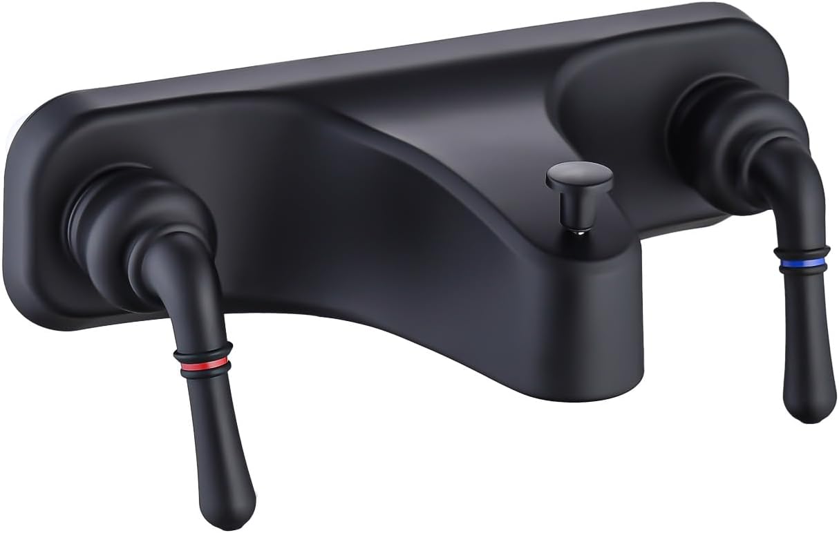 Mobile Home Center-Set Tub/Shower Faucet 8" Faucet Economical Two Handle Classic Tub and Shower Faucet Diverter for Handheld Shower (Matte Black)