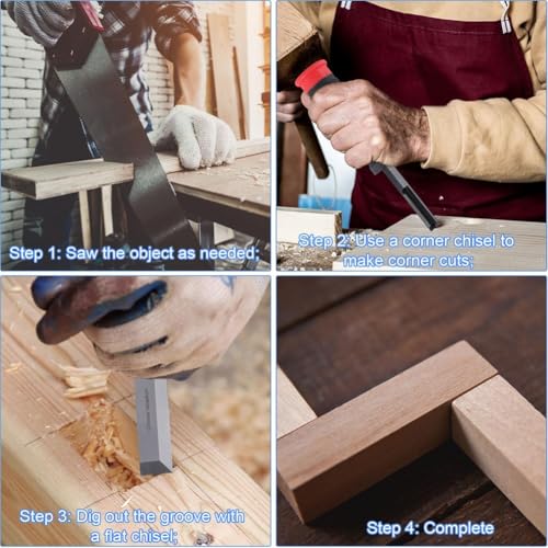 Juego de Cinceles para Madera de Embutir Cuadrados con Tres Tapas Protectoras 5
