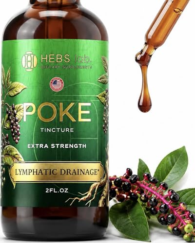 Poke Root Extract Pure Lymphatic Drainage Drops - Immune Support Supplements & Detox Formula - Muscle Relaxer & Support for Athletes - Made in The USA - 2 oz
