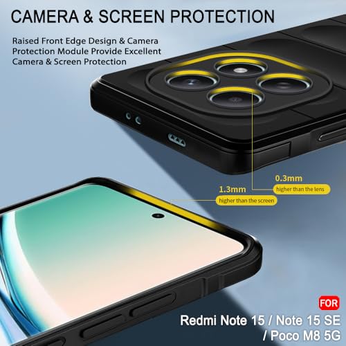 Image of TheGiftKart Liquid Silicon Back Cover Case for Mi Redmi Note 15 / Note 15 SE /Poco M8 5G | Shockproof Military Grade Protection | Micro-Fibre Cloth On Inner Side | Anti-Slip Grip Cover (TPU, Black)