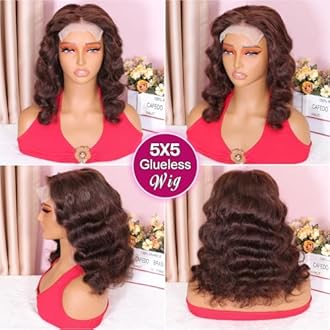 Ailwelia Chocolate Brown 5x5 Body Wave Hd Lace Closure Wigs Human Hair Wear And Go Glueless Bob Wig Human Hair Bob Wig For Black Women Glueless Wigs Human Hair Closure Bob 200% Density 16 Inch