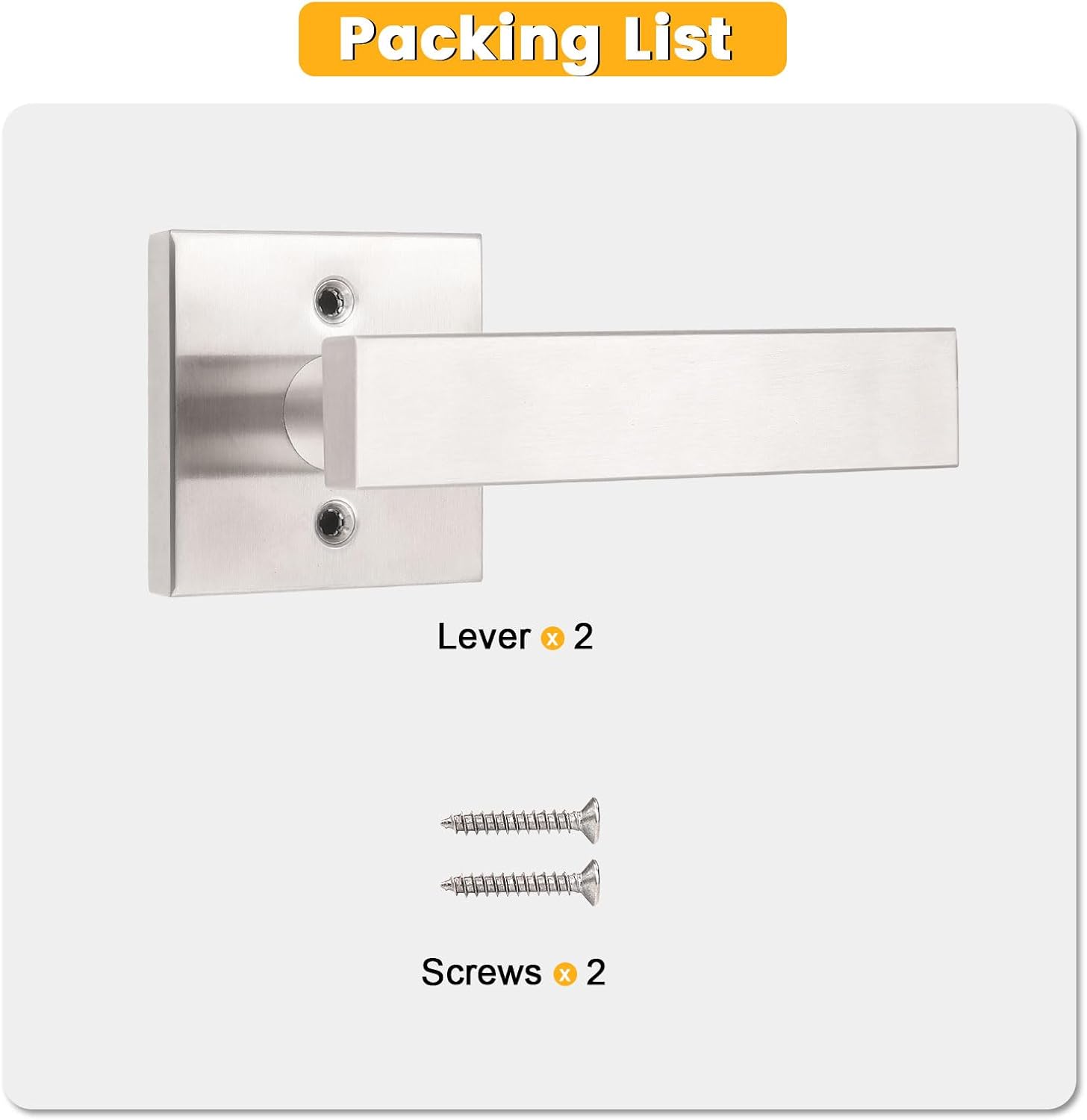knobelite 2 Pack Dummy Door Handles,Stain Nickel Square Door Levers,Non-Turing Single Side Knob Pull for Closet French Doors
