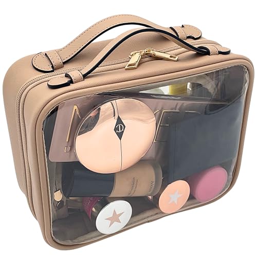 JAZD Clear Makeup Bag Toiletry Bag for Women Cosmetic Case Large Capacity Travel Make Up Bag Organizer Transparent Storage Compartment TSA Approved2