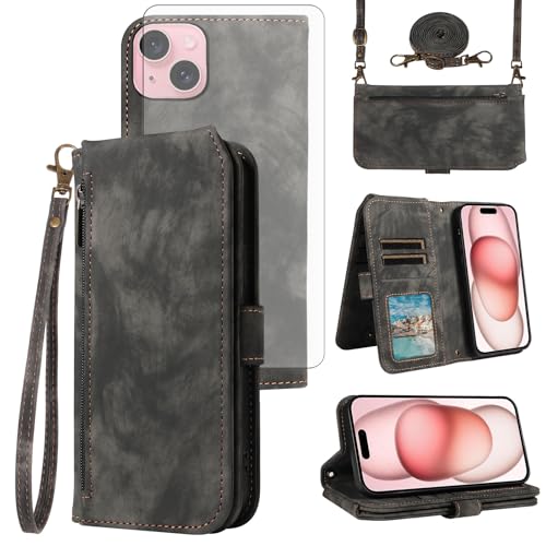 Coque iPhone 15 fermeture éclair pour ranger vos cartes de crédit et sécuriser votre mobile