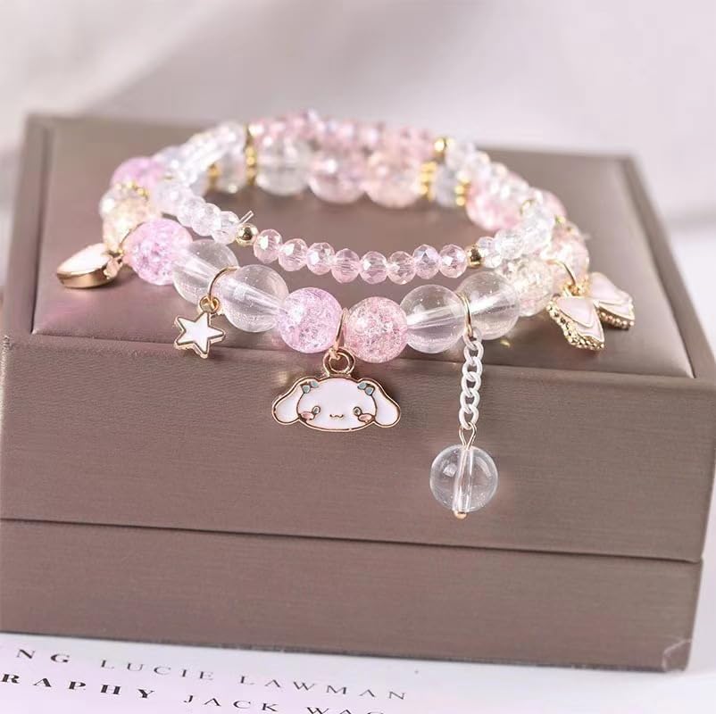 NIQIPOK Crystal Bead Bracelet Cute Cartoon Kawaii Elastic Beaded Bracelets for Women,Kawaii Crystal Beads Anime Relationship Matching Bracelet for Best Bracelets - Image 2