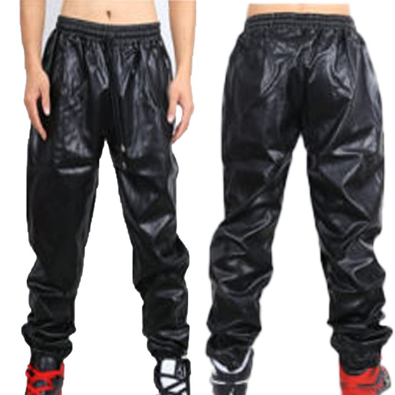 Leather Trens Lambskin Leather Elegant Men's Atheletic Black Color Casual, Party Sweat Pant LTSP552