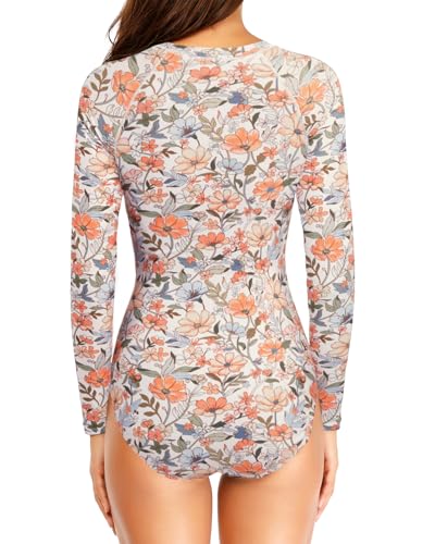 Image of Daci Women One Piece Long Sleeve Swimsuits Rash Guard Built in Bra UPF 50+