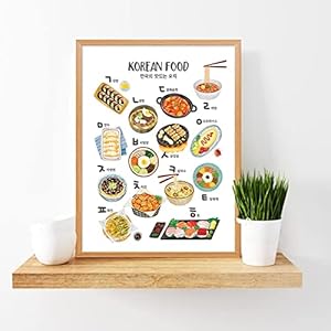 Leuke Hangul Koreaans Voedsel Alfabet Poster Canvas Schilderij Kinderen Educatief Prints Keuken Art Wall Picture Decor…