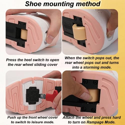 Kids Roller Skates Shoes Sneakers for Boys & Girls, Gold Skateboarding Shoe Fashion Parkour Shoes with 2-Wheels Unisex Retractable Skating Shoes for Children's Park Sports Walking4