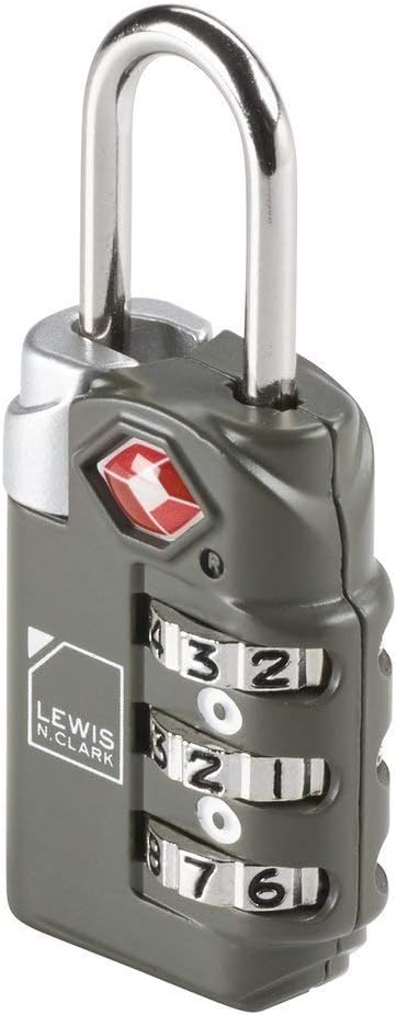 TSA-Accepted Luggage Locks with TravelSentry: 3-Dial Combination Lock + 48" Coated Steel Cable, the Smartest Safety Lock on the Market - Grey
