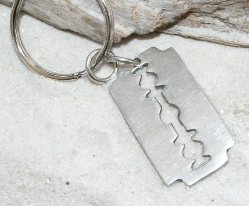RAZOR BLADE GOTHIC BIKER KEYCHAIN Key Chain Ring