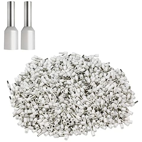 XHF 1000 PCS AWG 22/0.5mm² Wire Ferrules Insulated Copper Crimp Connectors, Crimp Pin Cord End Terminals White Cover