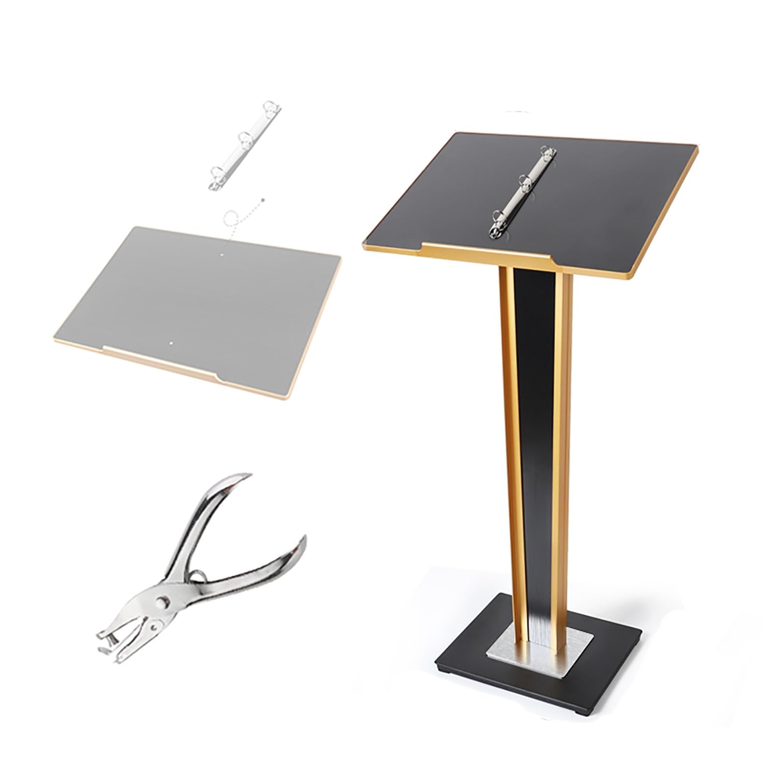 Soporte para carteles con clip extraíble y perforador, soporte para letreros de pie para anuncios en restaurantes, cafeterías y hoteles