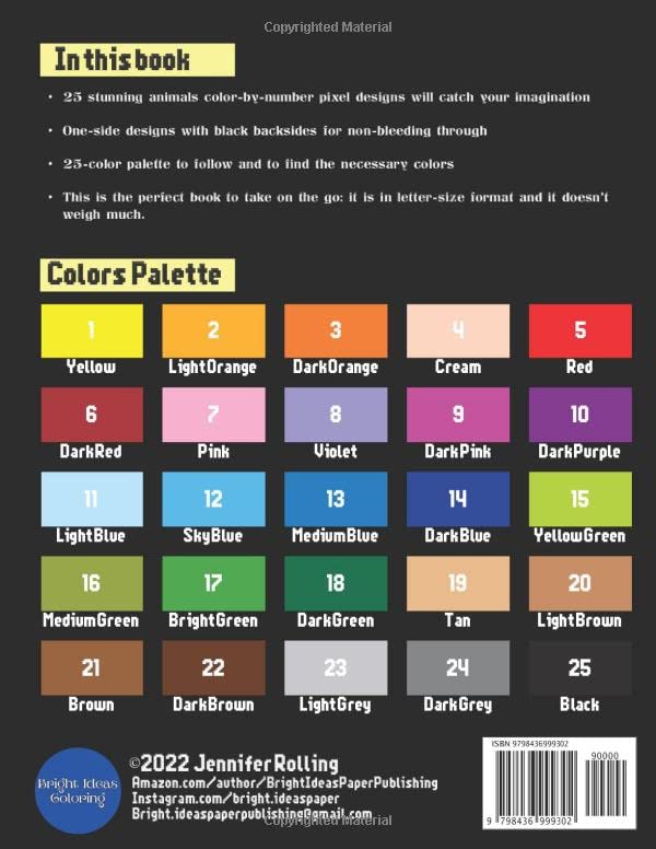 MOSAICS COLOR BY NUMBER: Vol 01: Dazzling Animals - Squares Coloring Book for Adults Relaxation and Stress Relief (Mystery Mosaics Color By Number) - Image 2