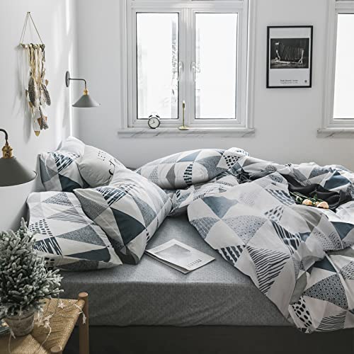 Highbuy Soft Cotton Queen Duvet Cover Full Bedding Sets For Boys Girls Reversible Triangle Comforter Cover Full Queen Gray Home Geometric Bedding Duvet Cover Sets With 2 Pillow Shams #TOP4