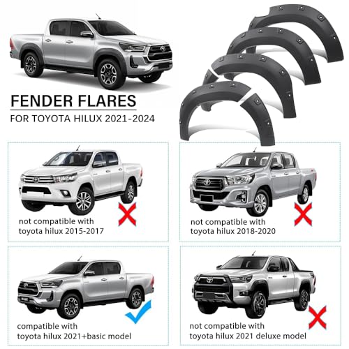 Guardabarros para Toyota Hilux 2021-2024 de doble cabina con pasos de rueda de 8,6 pulgadas 3