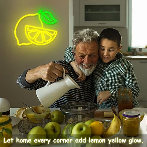 Image of Lemon Neon Sign for Wall Decor, Dimmable Yellow Lemons Neon Lights, Vibrant Fruit Themed Neon LED Signs for Kids Room, Bedroom, Restaurant, Bar, Club, Fruit Shop, Birthday Party