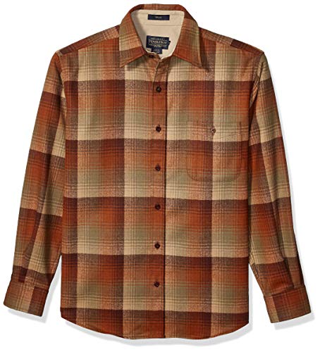 Pendleton, Men's Long Sleeve Button Front Classic-fit Trail Shirt, Pumpkin/Brown Ombre, Medium