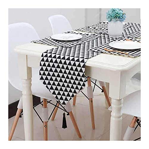 Chemin de table de Noël triangulaire noir en lin coton pour protéger et sublimer