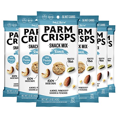 ParmCrisps Snack Mix – Ranch Cheese Parm Crisps and Nuts Snack, Made Simply with 100% Cheese Crisps, Almonds, Cashews, and Pistachios | Healthy High-Protein On-the-Go Snack, Low Carb, Gluten Free, Low Sugar | 1.5 oz (Pack of 6) ParmCrisps Snack Mix – Ranch Cheese Parm Crisps and Nuts Snack, Made Simply with 100% Cheese Crisps, Almonds, Cashews, and Pistachios | Healthy High-Protein On-the-Go Snack, Low Carb, Gluten Free, Low Sugar | 1.5 oz (Pack of 6)